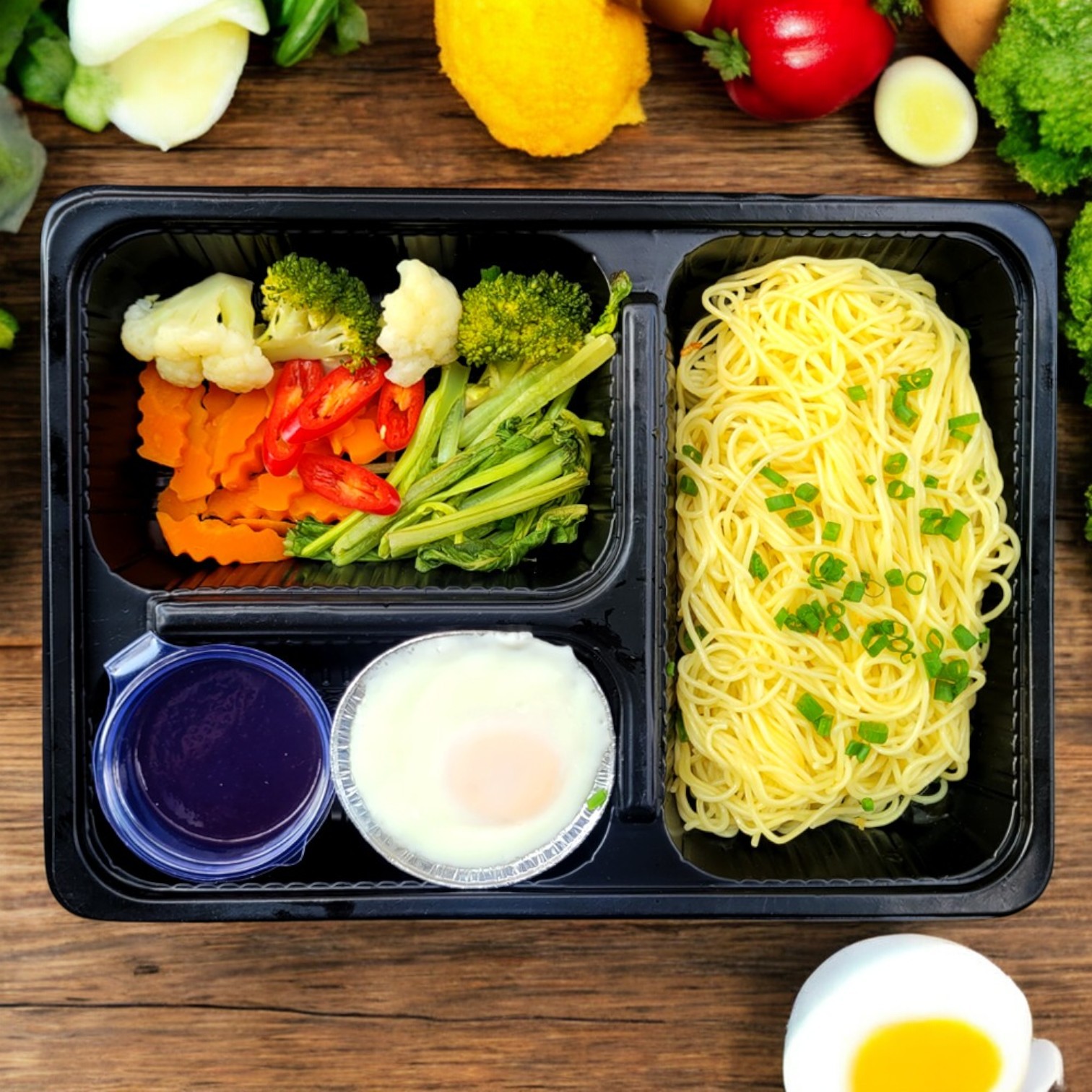 Mì trộn sợi mì Tươi + Trứng hấp + Rau